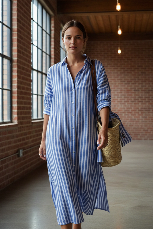 Coastal Stripe Shirt Dress