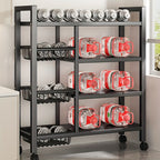 4-Tier Rolling Storage Rack — Metal Shelf with Wire Baskets & Wheels