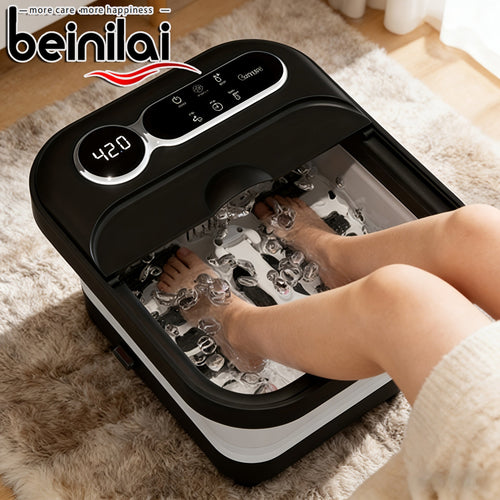 Collapsible heated foot spa and massager