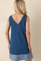 Women's A Subtle Statement Medium Wash Cotton Denim Mini Dress | 90% Cotton & 10% Polyester 7