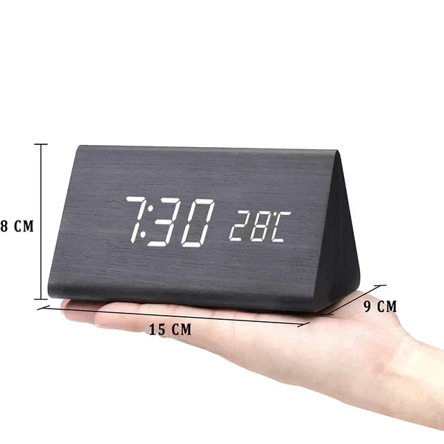 Black triangle LED alarm clock