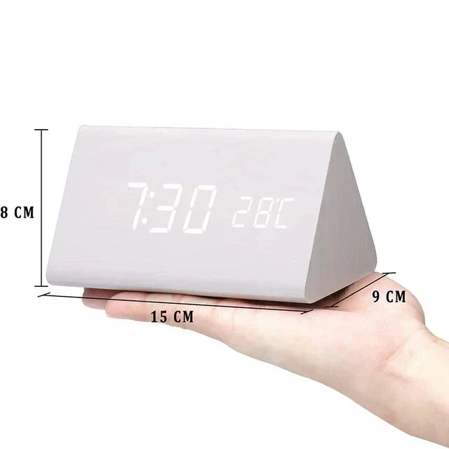 White triangle LED alarm clock
