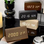 LED smart wooden alarm clock