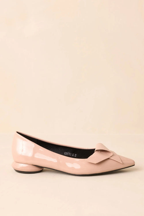 Women's All These Years Beige Patent Faux Leather Pointed Toe Flats | All Man Made Materials 0