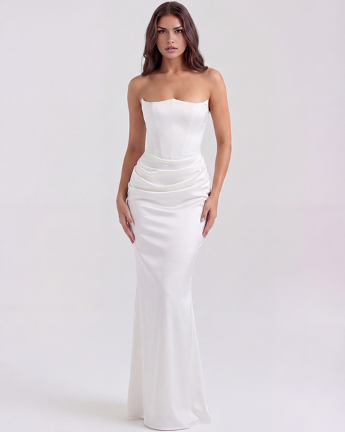 Almond Muse – Elegant Corset Dress with Boned Support – Flattering Fit