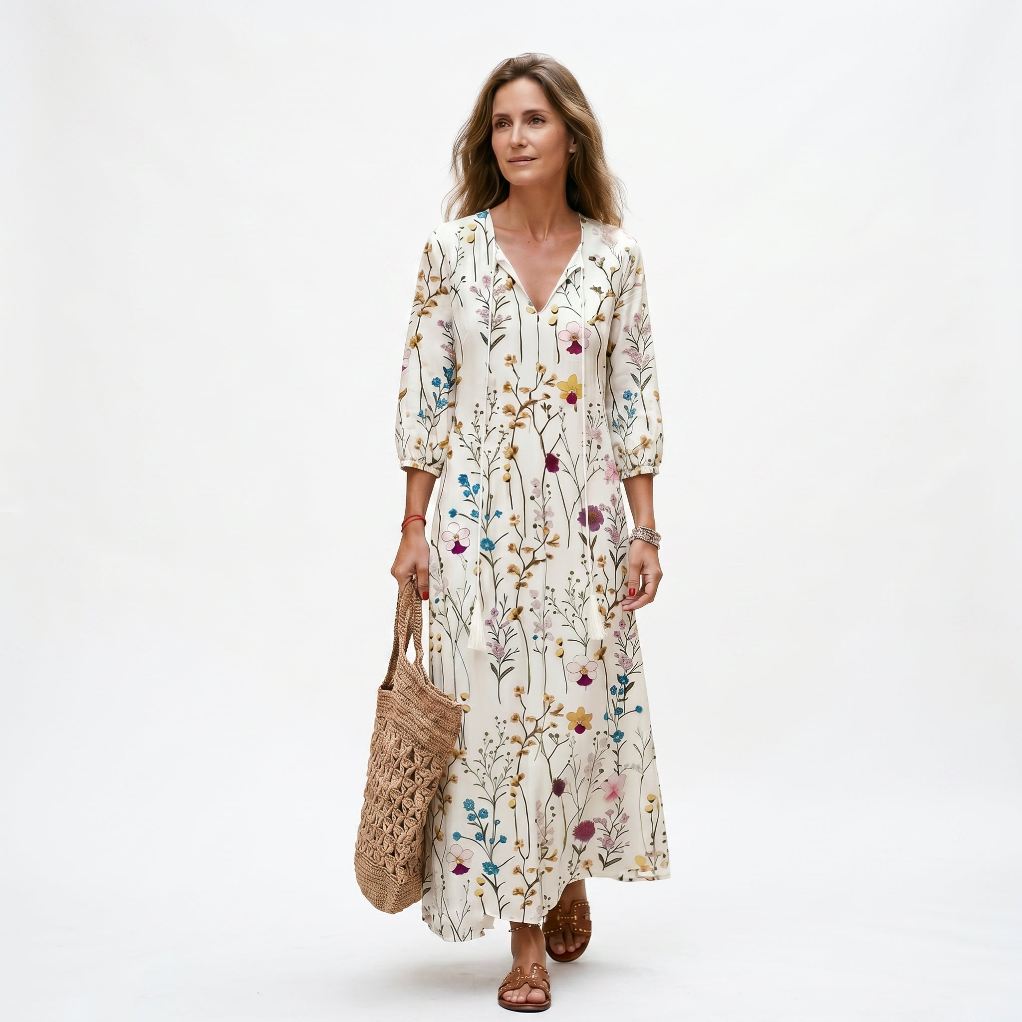 Boho Vintage Collection | Women's Summer Dress with Flattering V-Neckline | Lightweight & Breezy for Effortless Style