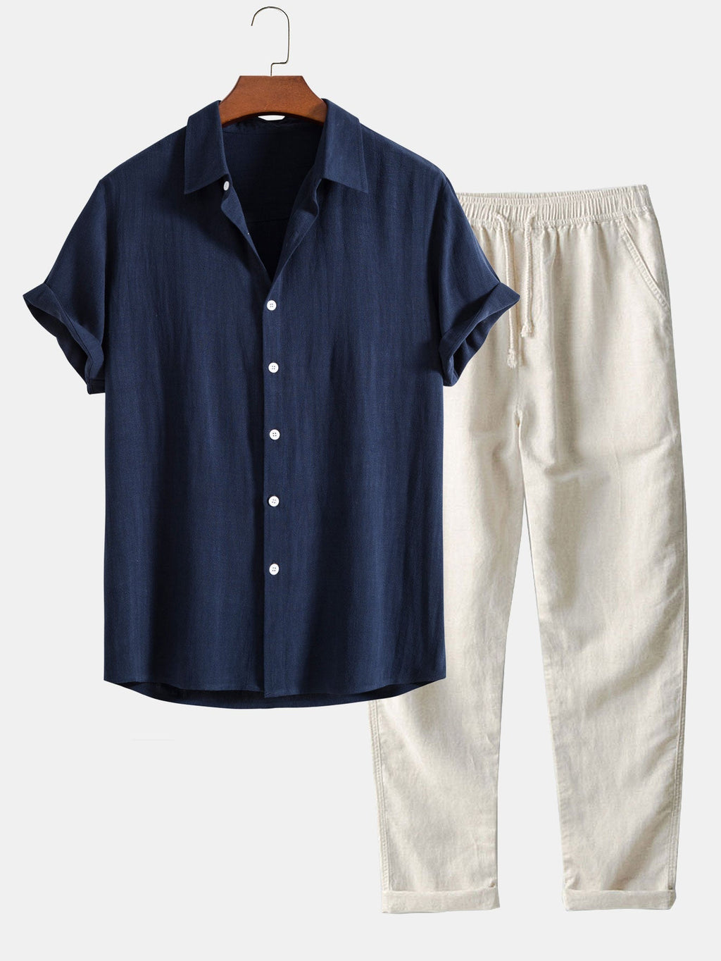 Casual Men's Matching Set | Short Sleeve & Drawstring Co-Ord