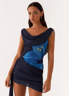 Women's Charming Mini Dress | Off-Shoulder Design with Cowl Front | Elegant Look for Any Occasion - Women's | Off-should 4