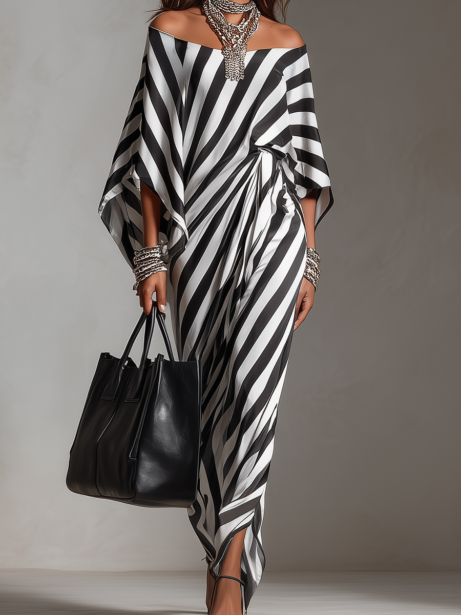 Black Asymmetric-Cut Maxi Dress