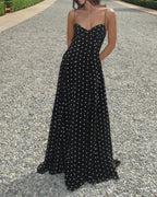 Maxi Dress for Women with V-Neckline & Backless Design – Trendy...