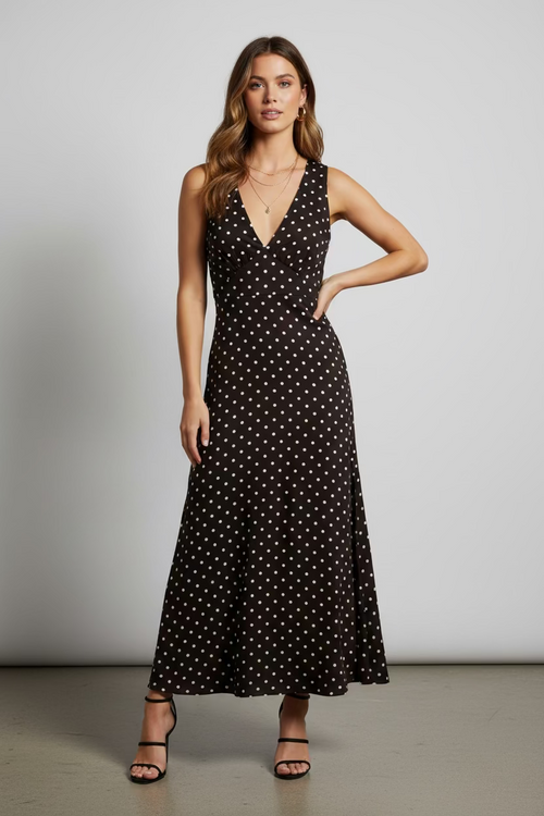 Classic Polka Dot Midi Dress — Women's