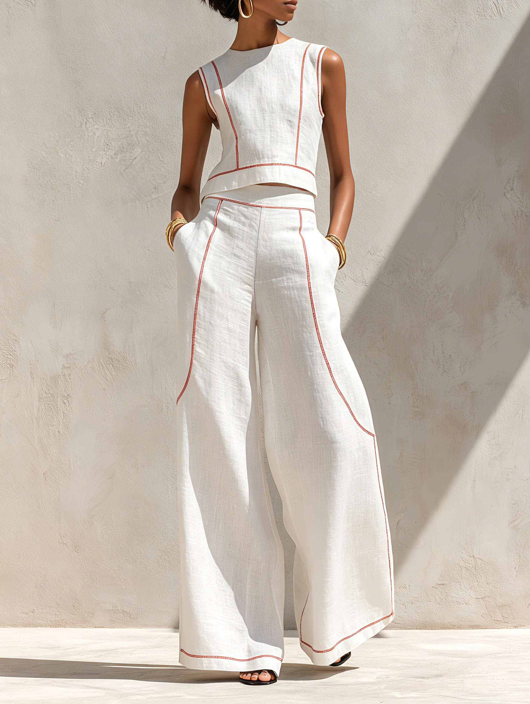Women's Linen-Blend Loungewear Set — Lightweight Two-Piece