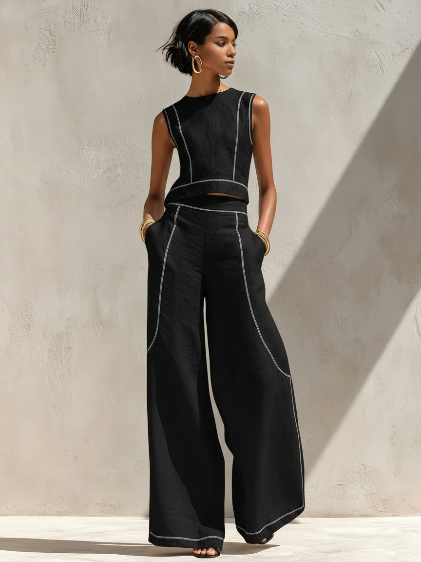 Women's Linen-Blend Loungewear Set — Lightweight Two-Piece