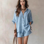 Chic Summer – Women's Outfit with Loose Button matching Set...