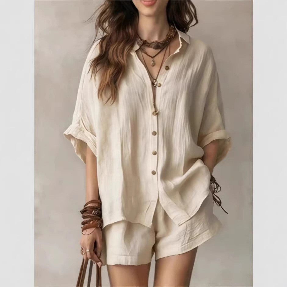Chic Summer – Women's Outfit with Loose Button matching Set...