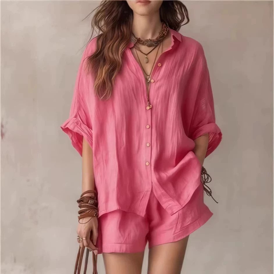 Chic Summer – Women's Outfit with Loose Button matching Set...
