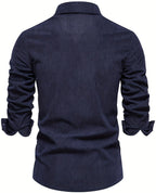 Classic Corduroy Shirt | Men's Long Sleeve Button-Up with Double-Breasted Design | Durable Cotton for All Seasons