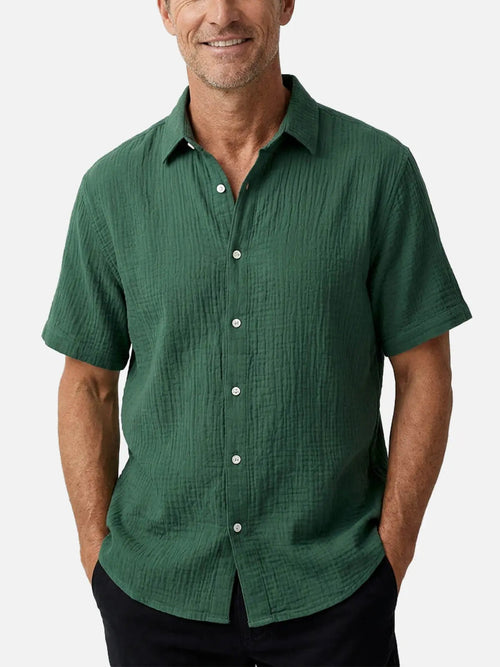 Classic Cotton | Men's Shirt with Crinkled Texture | Breathable Fabric for Everyday Comfort