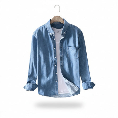 Classic Denim Shirt | Long Sleeve Button-Down with Chest Pocket | Versatile Casual Style for Everyday Wear