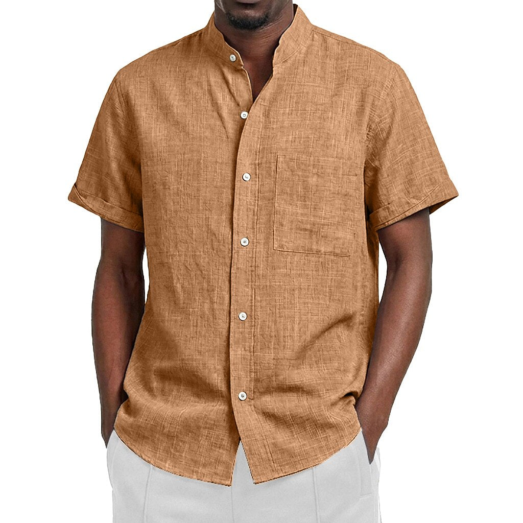 Men's Classic Linen Button-Up Shirt — Breathable Casual