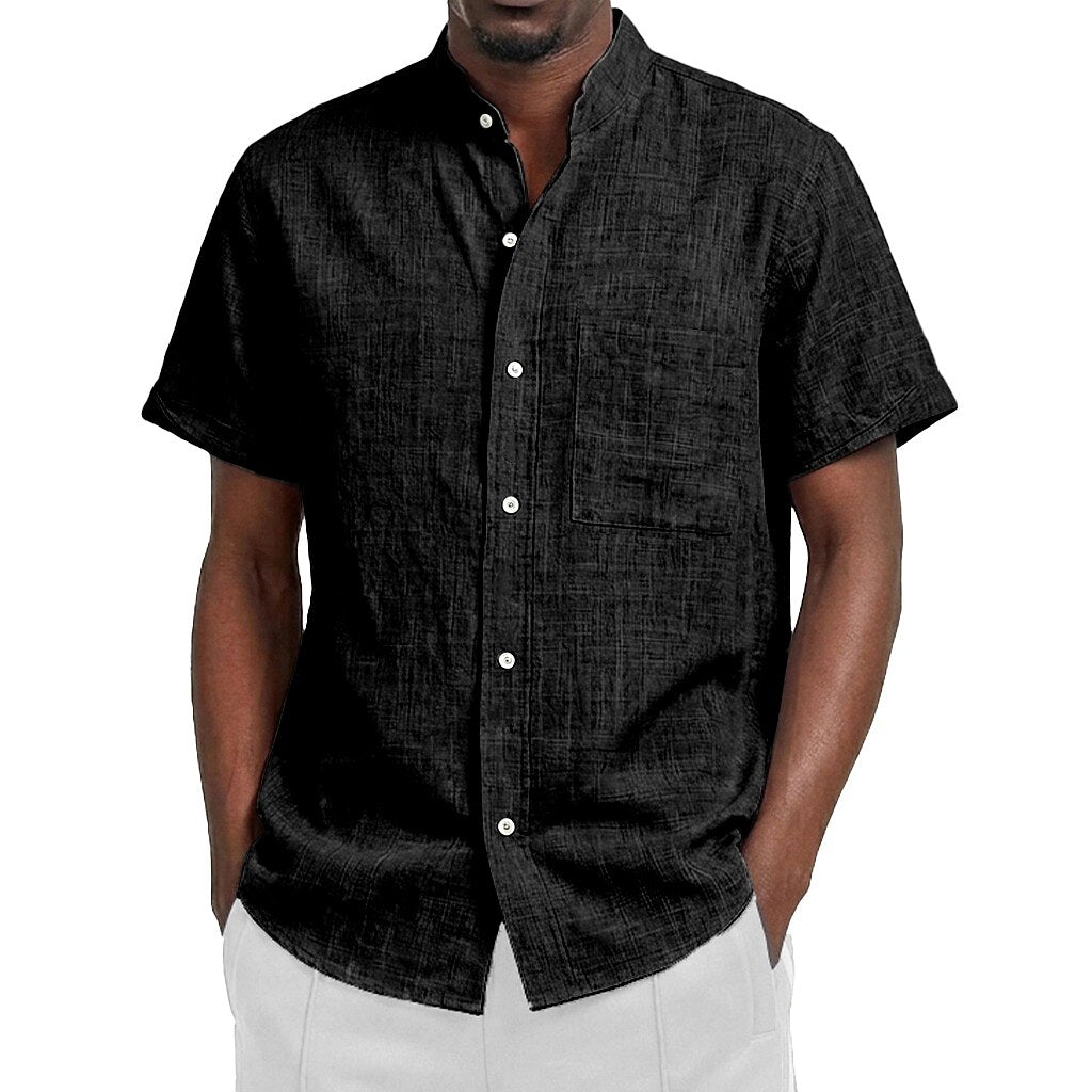 Men's Classic Linen Button-Up Shirt — Breathable Casual