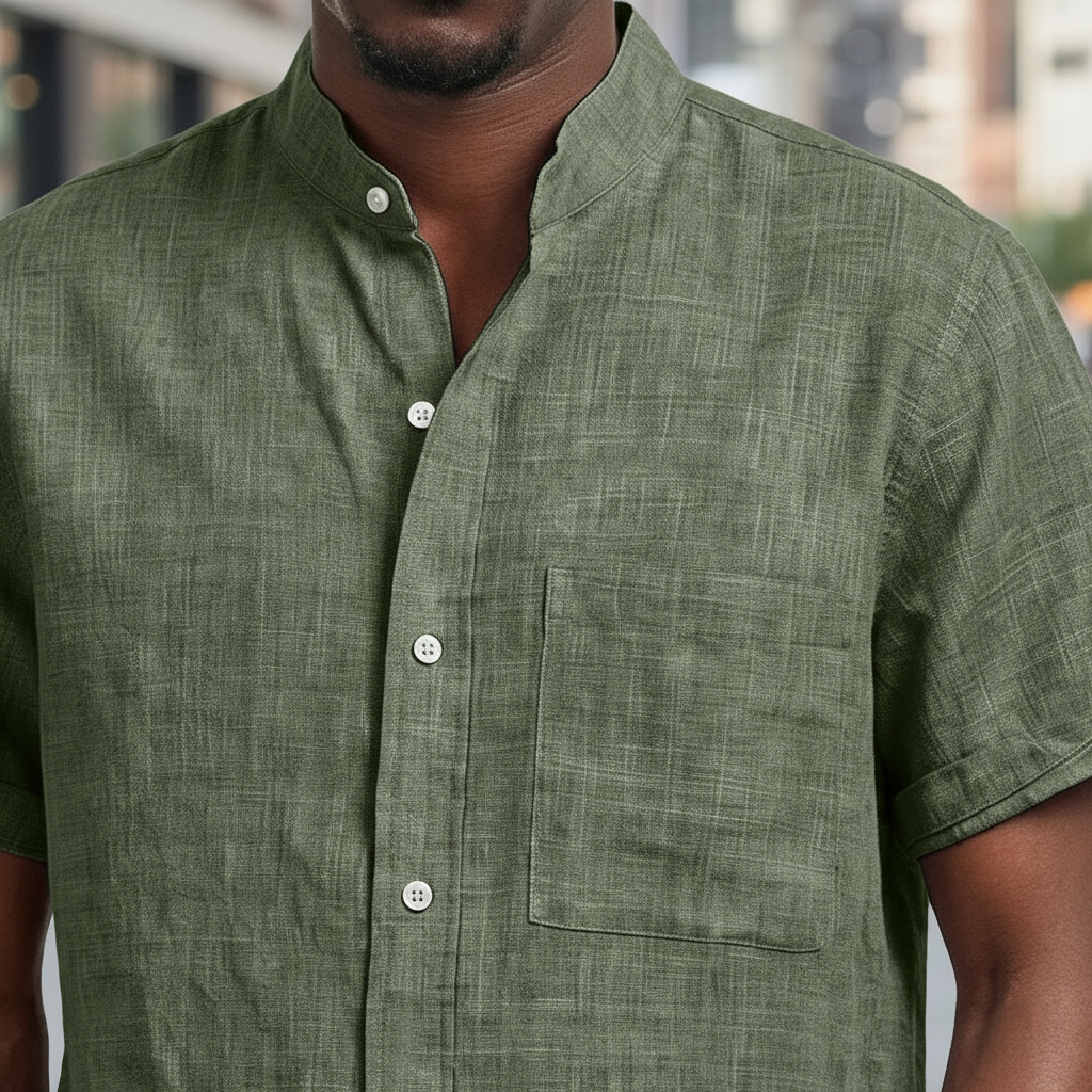 Men's Classic Linen Button-Up Shirt — Breathable Casual
