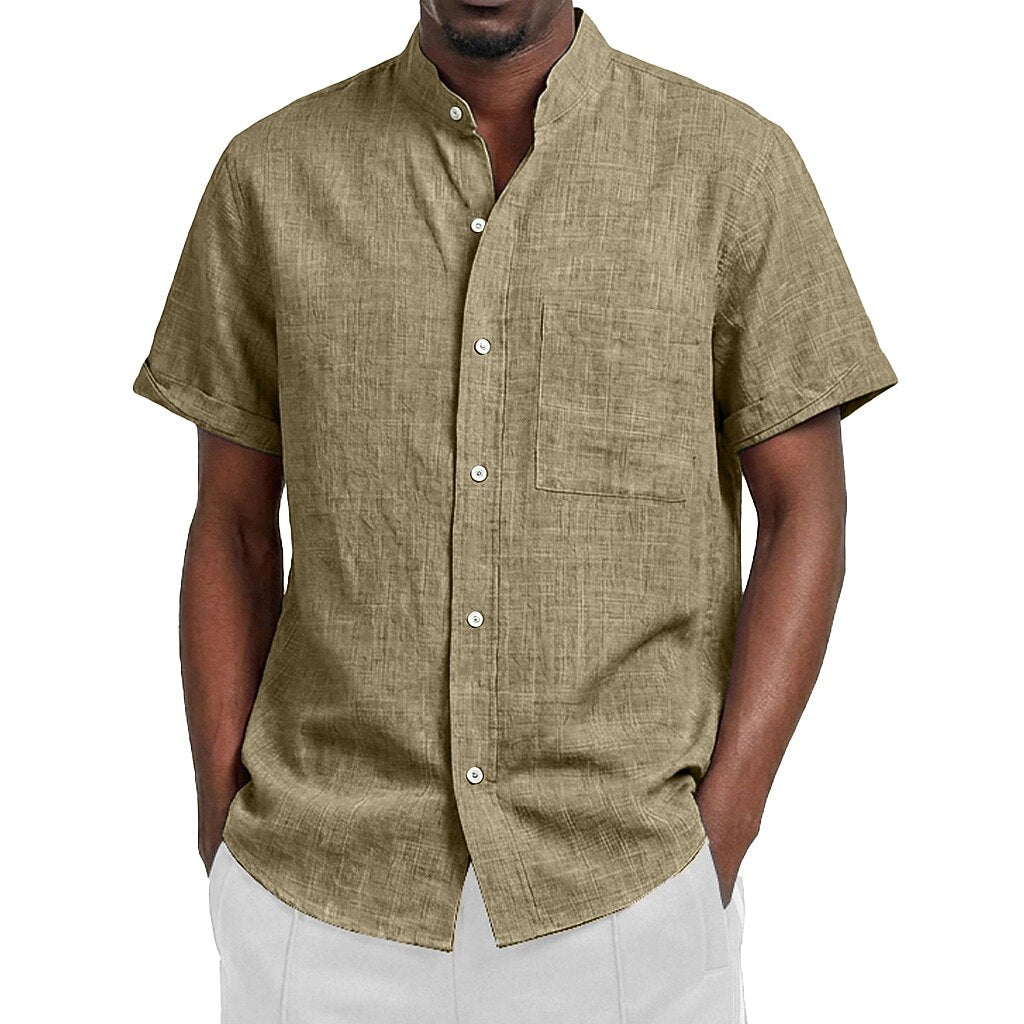 Men's Classic Linen Button-Up Shirt — Breathable Casual