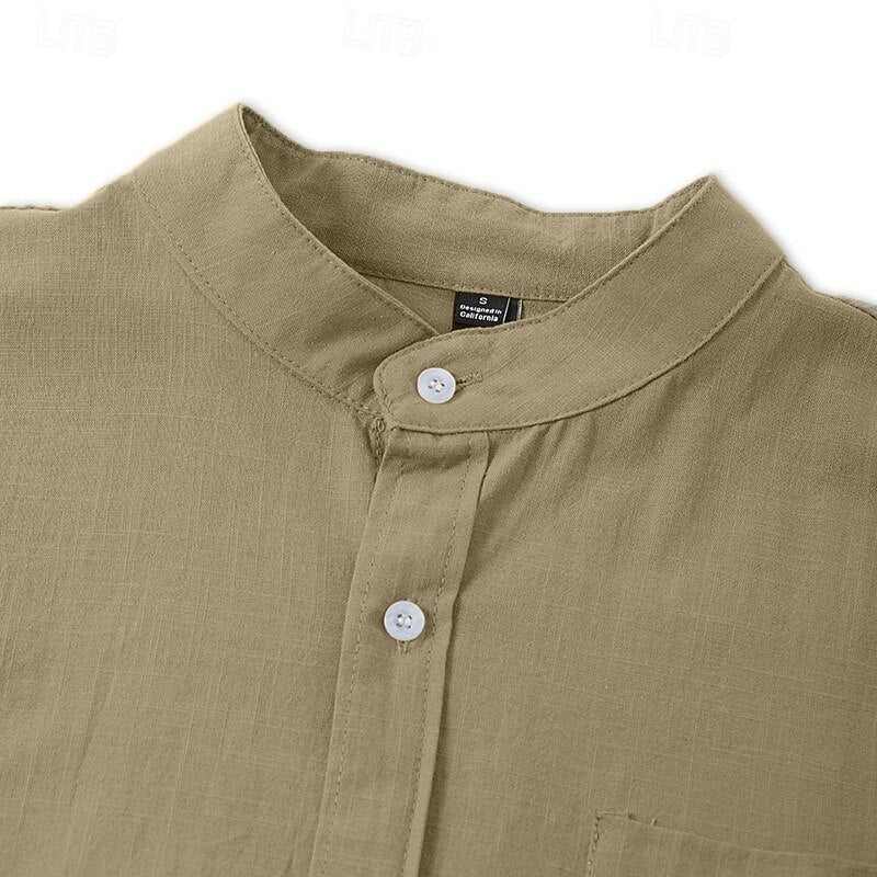 Men's Classic Linen Button-Up Shirt — Breathable Casual