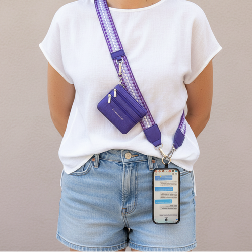 Clip & Go | Phone Strap with Zippered Pouch for Hands-Free Convenience