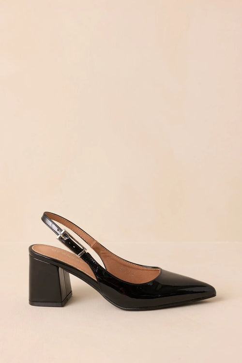 Women's Cloud Nine Nights Black Patent Slingback Block Heels | Heel measures 2.75" 0