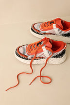 Women's Dig In Your Heels Orange Multi Platform Sneakers | Sole measures 1.75" 4