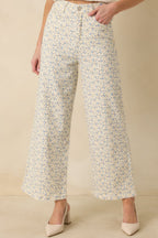 Women's Easy Moments Light Blue Floral Cotton Wide Leg Jeans | 97% Cotton & 3% Spandex 2