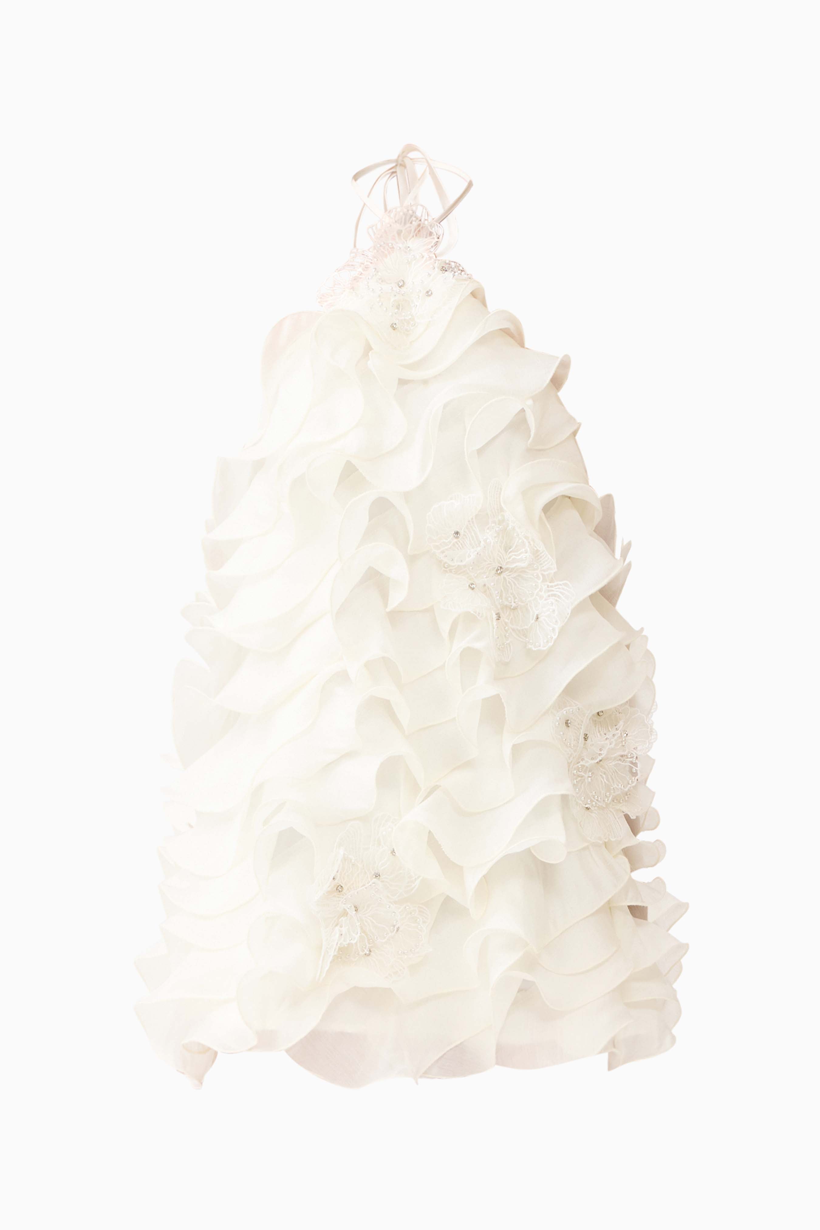 Textured Tencel halter mini dress, side detail