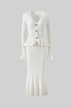Elegant Knit Matching Set | Ruffled Hem & High-Waisted Co-Ord | Timeless Style