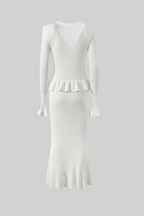 Elegant Knit Matching Set | Ruffled Hem & High-Waisted Co-Ord | Timeless Style