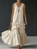 Sleeveless Ice-Silk Maxi Dress — Fluid Drape