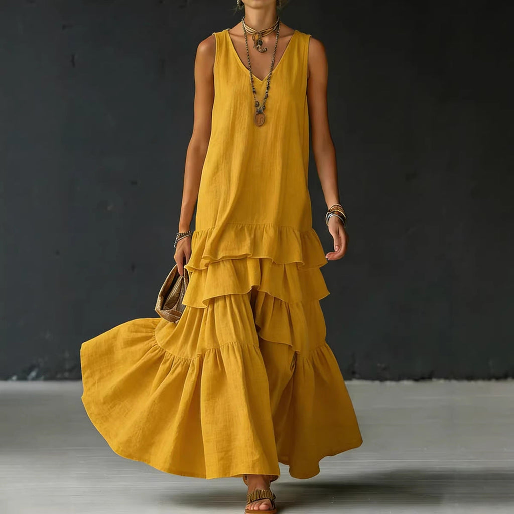 Sleeveless Ice-Silk Maxi Dress — Fluid Drape