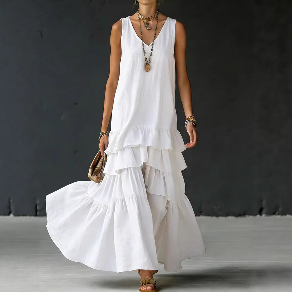 Sleeveless Ice-Silk Maxi Dress — Fluid Drape