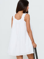 Elegant Mini Dress | Embroidered Cotton Dress with Square Neckline | Stylish Summer Outfit for Effortless Charm