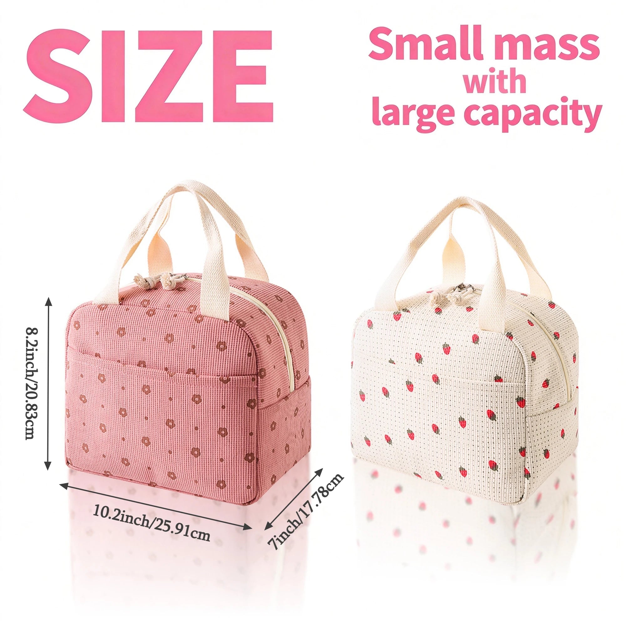 Elegant Pink – Insulated Lunch Bag with Large Capacity & Stylish...