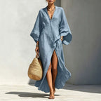 White Batwing-Sleeve Maxi Dress — Resort Style
