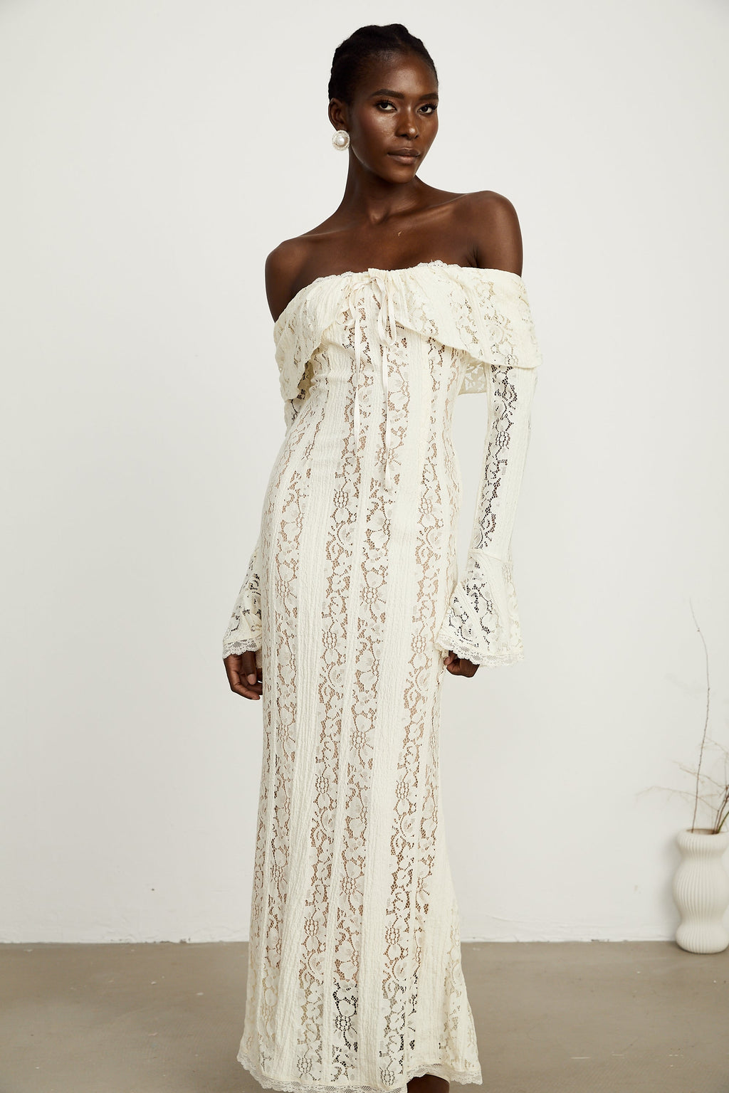 Émeline – Floral Maxi Dress for Women with Off-Shoulder Design –...