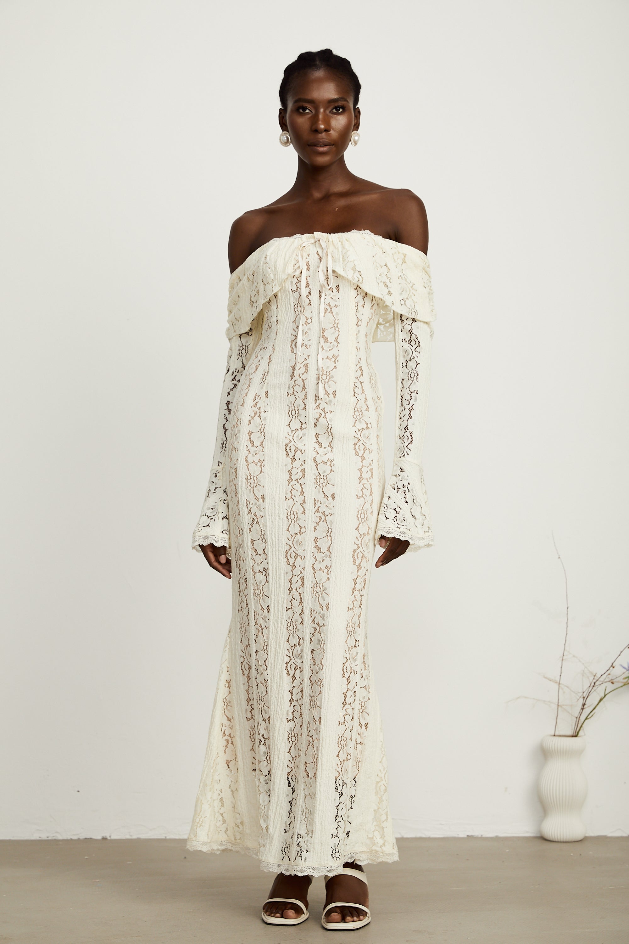 Émeline – Floral Maxi Dress for Women with Off-Shoulder Design –...