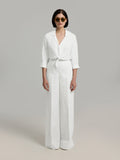 Gisella | Women's White Linen Pants with High Waist & Pressed Pleats | Stylish Comfort for Effortless Elegance