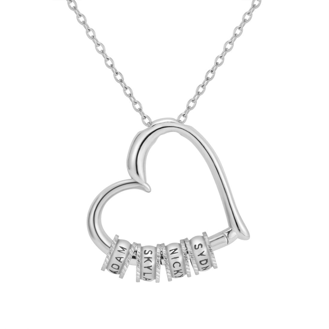 Silver heart name necklace
