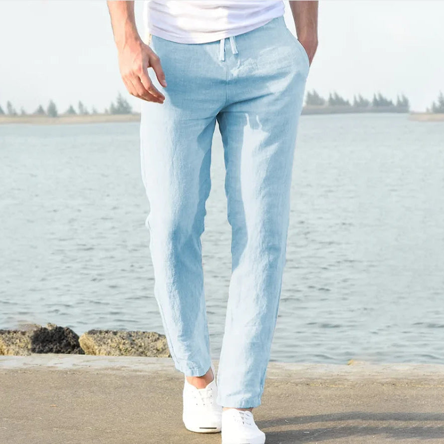 Harlow | Men's Linen Trousers with Elastic Waistband | Lightweight Comfort for Warm Weather