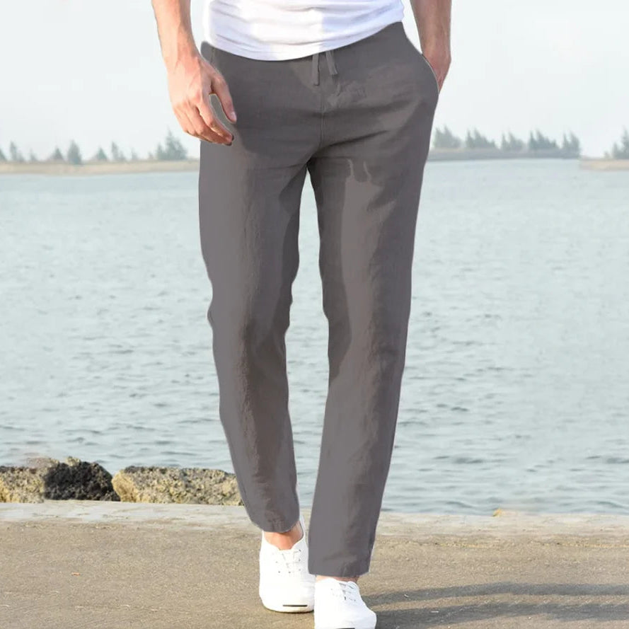 Harlow | Men's Linen Trousers with Elastic Waistband | Lightweight Comfort for Warm Weather