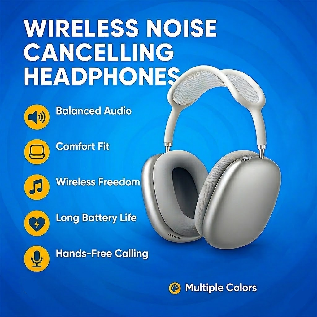 Wireless Over-Ear Bluetooth Headphones — Noise-Isolating