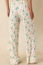 Women's Holiday Morning Ivory Multi Christmas Print Pajama Pants | 94% Polyester & 6% Spandex 5