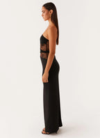 Women's Karma Collection | Black Maxi Dress with Twisted Waistband | Elegant Long Dress for Effortless Style - Women's | 2